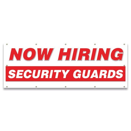 Signmission Now Hiring Security Guards Banner Apply Inside Accepting Application Single Sided B-120-30305